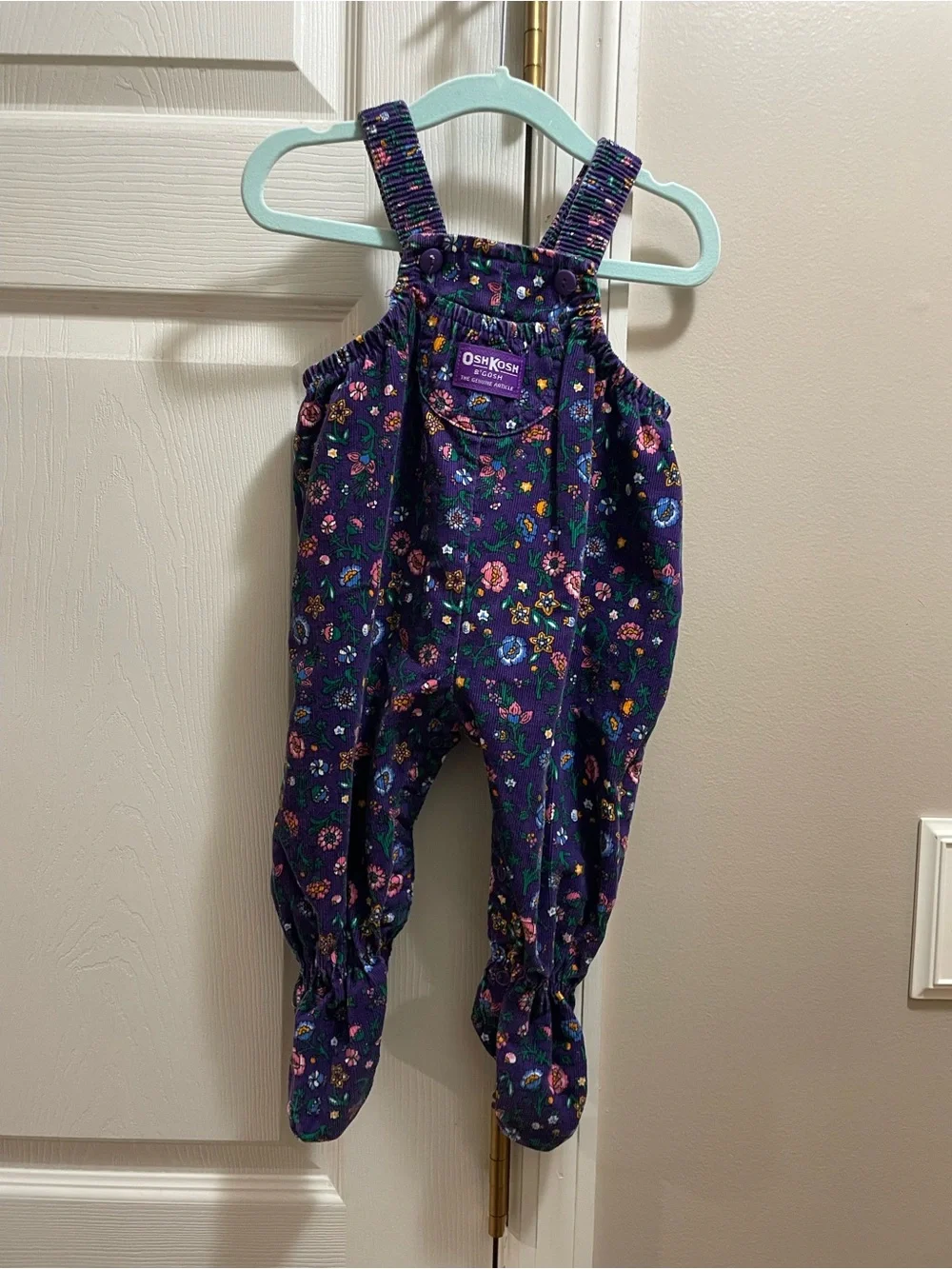 Vintage OshKosh B'gosh Purple Cottagecore Floral One-Piece Bodysuit